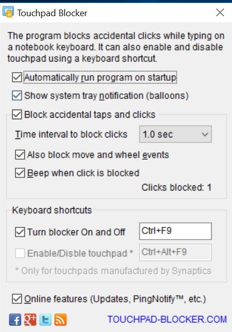 Le logiciel Touchpad Blocker