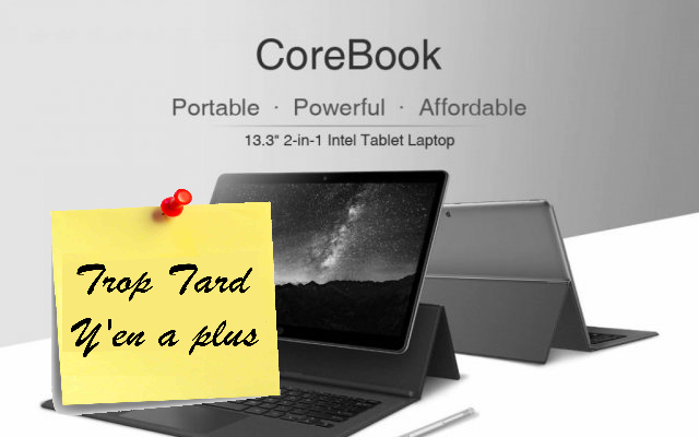 PC Hybride Chuwi CoreBook 2 en 1, 13.3″ et CORE M3-7Y30 (...)