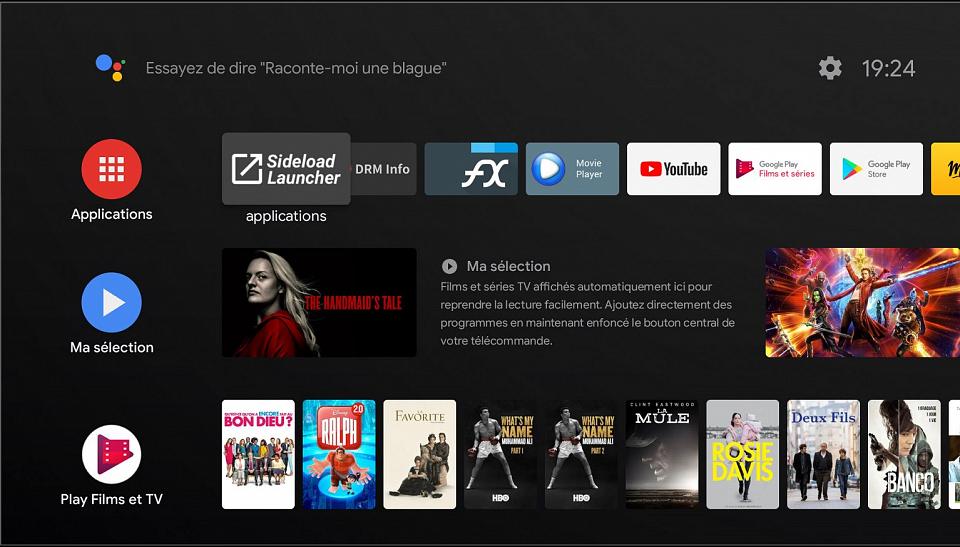l'interface Android TV 9 PIE