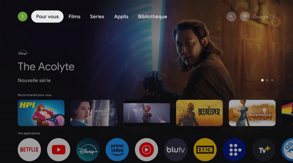 L'interface GoogleTV