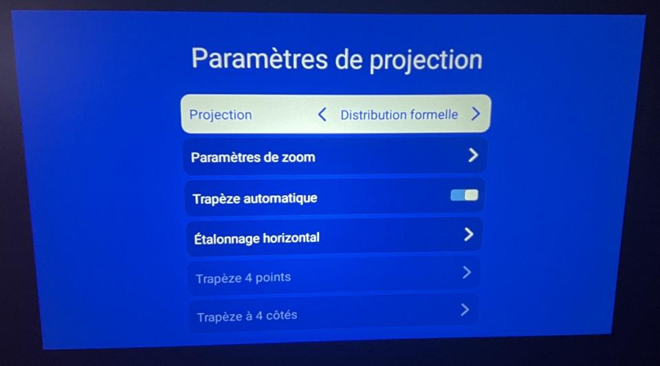 Les paramètres de projection