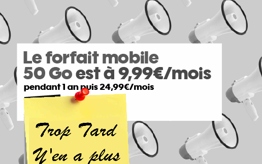 Forfait SOSH Mobile Illimité avec 50 Go de DATA pendant (...)