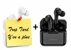 Deux casques Bluetooth TWS Lenovo QT82 pour 18,29€