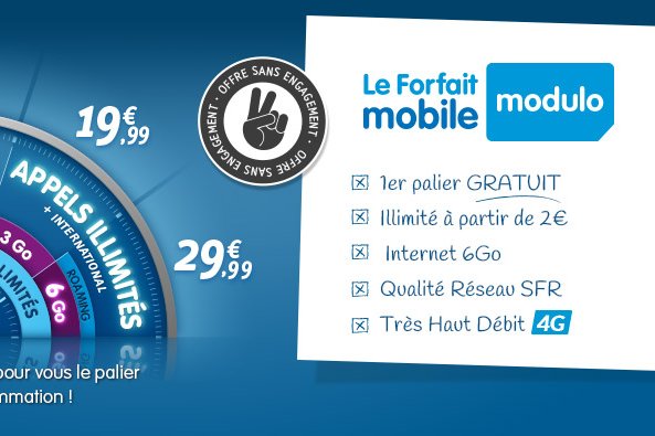 Forfait mobile Prixtel modulaire avec 15 mn/15 SMS (...)