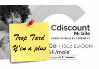 Deal expiré Forfait Cdiscount Mobile Appels/SMS/MMS illimités, (...)