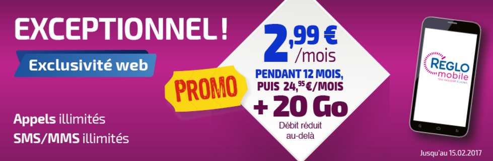 Forfait Mobile Illimité 20go à 2€99 Pendant 1 An Leclerc Reglo Mobile