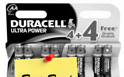 8 Piles AA/LR06 Duracell Plus Alcaline à 2.59€ port compris