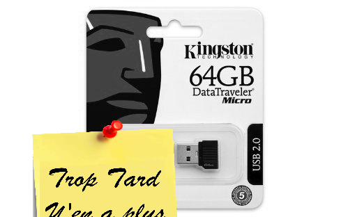 Micro Clé USB 2.0 64 Go Kingston DataTraveler 15€13 livrée