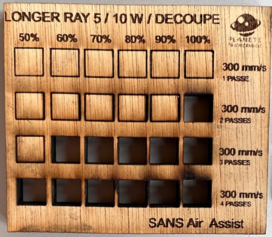 Le test de découpe sans air assis est très bon