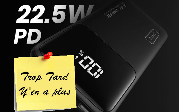 La Batterie externe 10000mAh 22,5W Iniu à 10,75€