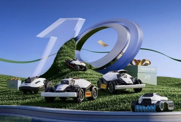 Anniversaire 10 ans MAMMOTION, promotion sur les robots tondeuses dont les LUBA 3 AWD et robot de piscine