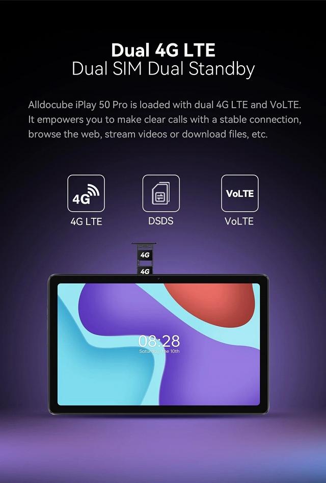 Tablette Android 12 0.4 Alldocube iPlay 50 Pro , 4G LTE, écran 2K