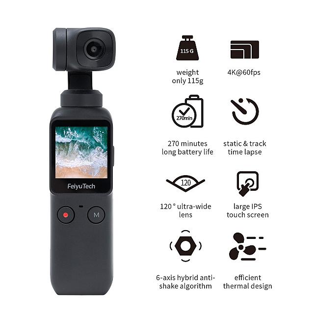 FeiyuTech Pocket 3 Caméra 4K à Stabilisation 3 Axes,Caméra d'action,Suivi  AI,Poignée Amovible,Aimant intégré, pour  TikTok Video  Vlog,Timelapse, Slow Motion, : : High-Tech