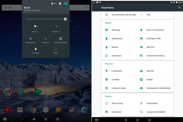 La tablette est très fluide avec un OS Android 6 propre