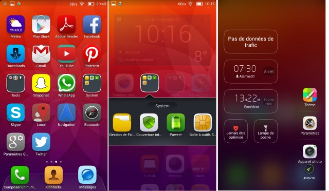 Bureau sur 1 niveau, dossier et applications en mémoire
