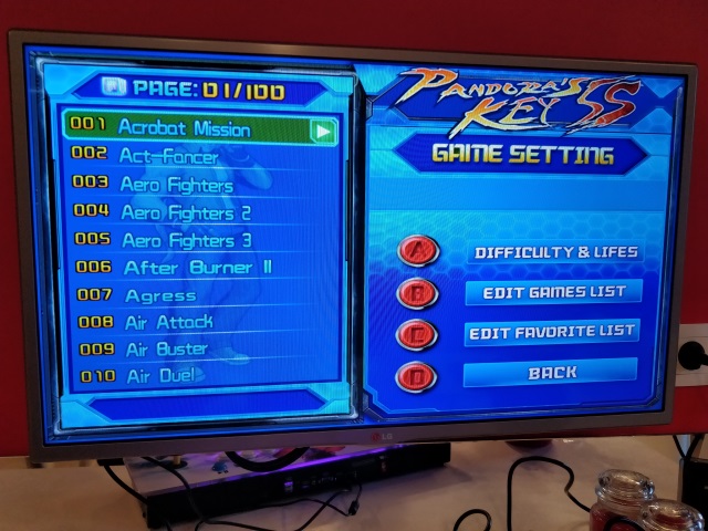 Il est possible de régler le nombre de vie et la difficulté de chaque jeu mais pas plus