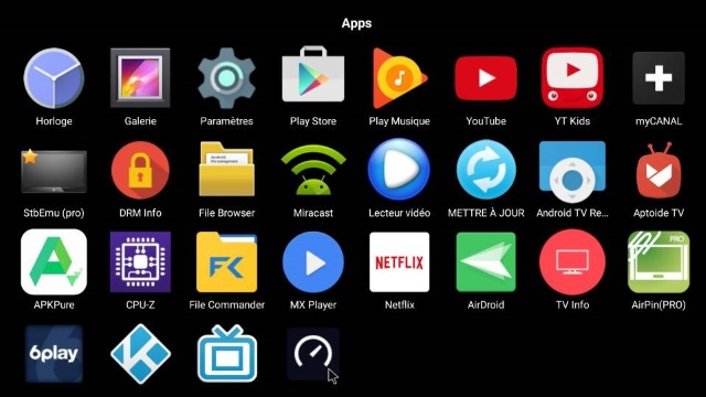 Quelques applications sont préchargées