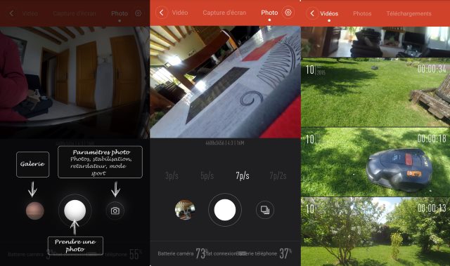 L'interface de l'application pour la caméra Xiaomi YI