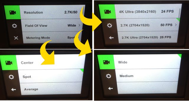Les principaux réglages vidéos de la YI 4K