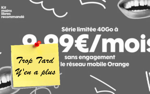 Forfait mobile SOSH 40Go Série limitée à 9,99€ par mois (…)