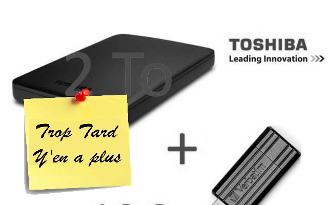Disque Dur 2.5" 2To Toshiba Canvio USB3 et clé USB (…)