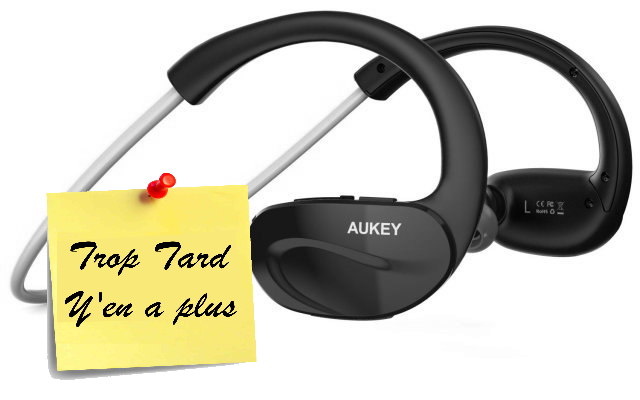 AUKEY Oreillette Bluetooth Sport stéréo anti-transpiration à