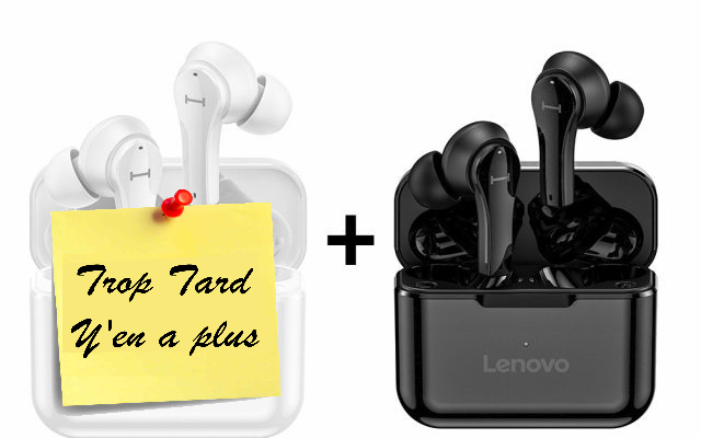 Deux casques Bluetooth TWS Lenovo QT82 pour 18,29€