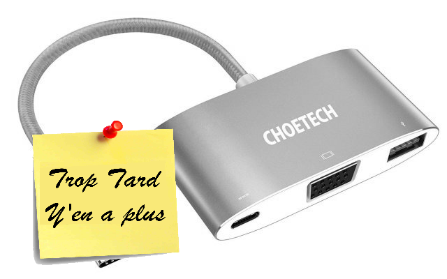 Adaptateur USB type C 3 en 1 vers VGA/USB-C/USB 3 (…)