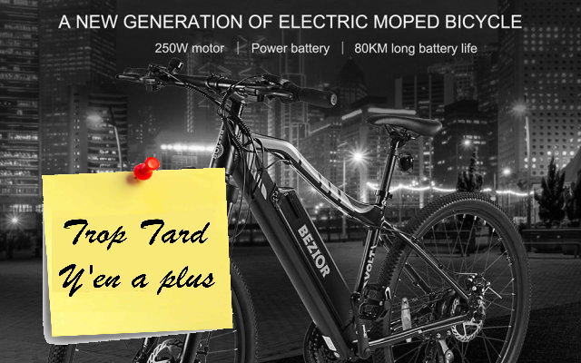 Le VTT Electrique Bezior M1, 27.5 pouces, 250 watts et (…)