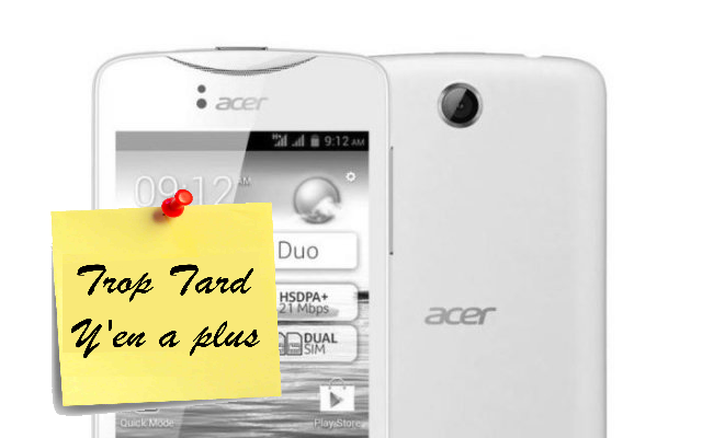 Smartphone Acer Liquid Z3 59€99 en vente flash