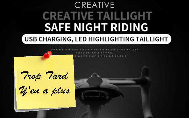 Feu arrière vélo UTORCH LED rechargeable et amusant à 3€62