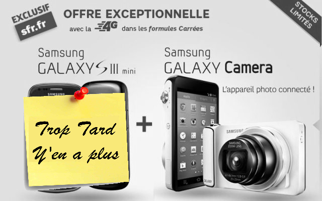 Samsung Galaxy Camera + Galaxy SIII Mini à 49,99 € avec (…)