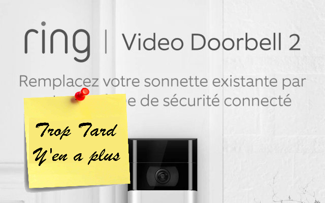 Sonnette vidéo Ring Video Doorbell 2, Full HD à 99€ (-50%)