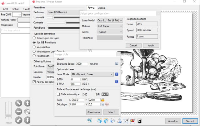 LaserGRBL est le logiciel gratuit de référence pour envoyer une image à votre machine