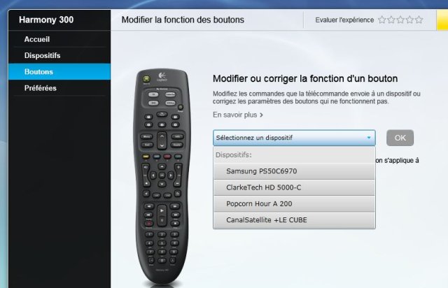 Harmony 300i, correction bouton 1