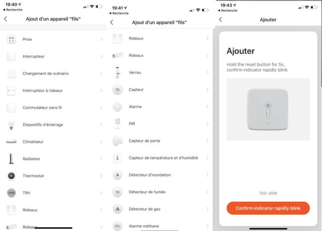 Ajout de capteurs/appareils via la passerelle