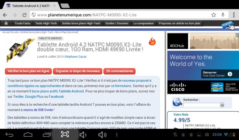 Le navigation sur Internet est correcte mais pas hyper fluide
