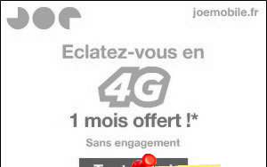 Forfait 4G sans engagement JOE MOBILE, 2 mois gratuits