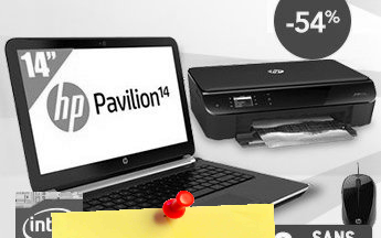 Pc portable 14 pouces Hp, imprimante Wifi et souris 269€ (…)