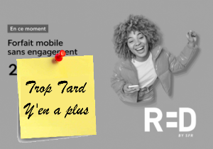 Promotion RED SFR 250GO 5G Appel/sms/mms illimités et 26 (...)