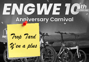 Deal expiré Anniversaire ENGWE 10 ans, promotions sur leurs vélos (...)