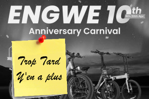 Deal expiré Anniversaire ENGWE 10 ans, promotions sur leurs vélos (...)