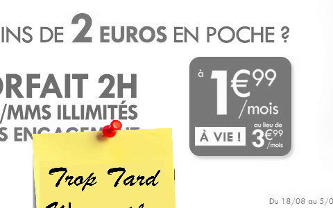 Forfait mobile Auchan Telecom 2H MMS/SMS Illimité 1€99 (…)