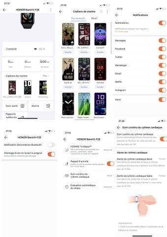 Les écrans de HUAWEI HEALTH pour la configuration