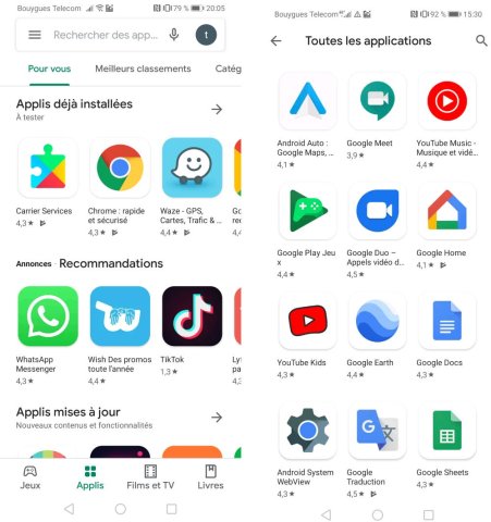 Le Playstore et les applications Google sont devenus incontournables sur un Smartphone 