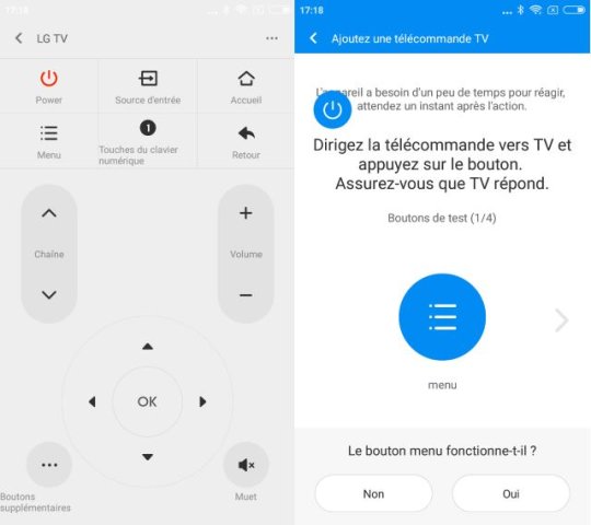 L'application télécommande