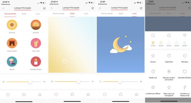 L'application Yeelight pour le plafonnier