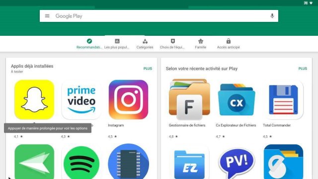 Un accès complet au Playstore