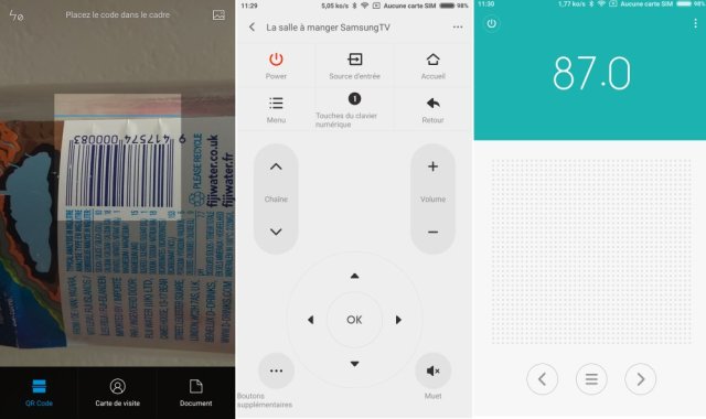 Quelques applications intégrées (scanner, télécommande, radio FM) 